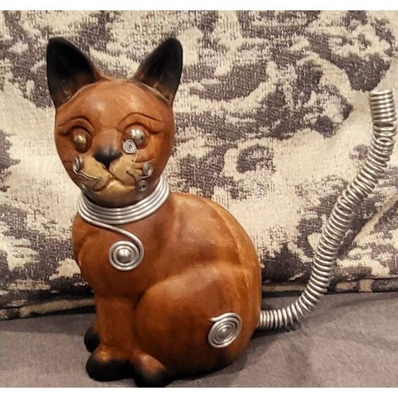 Vintage Teak wood cat - Picture 1 of 7